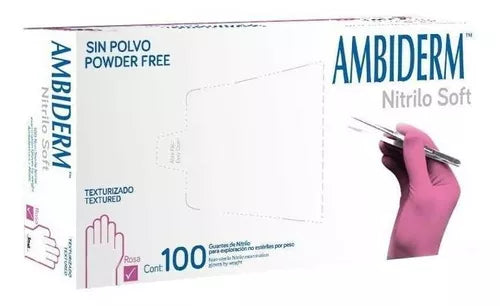 GUANTE DE NITRILO Rosa 100pz Ambiderm