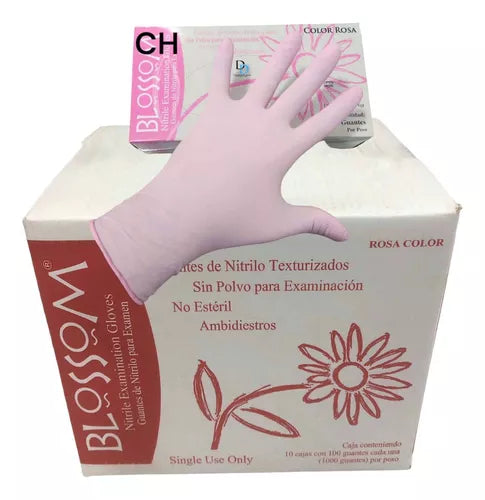 Guantes Nitrilo Rosa Blosson 100pz