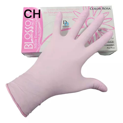 Guantes Nitrilo Rosa Blosson 100pz