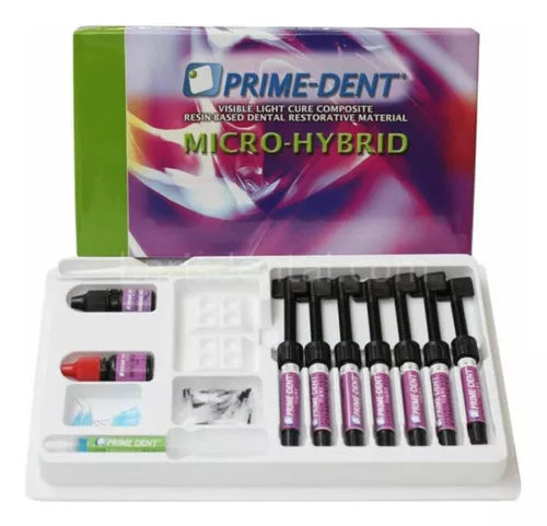 KIT 7 RESINAS MICROHIBRIDAS acido bond Prime Dent