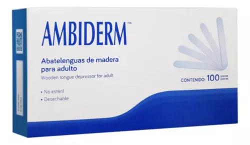 ABATELENGUAS DE MADERA CAJA C/100 Ambiderm