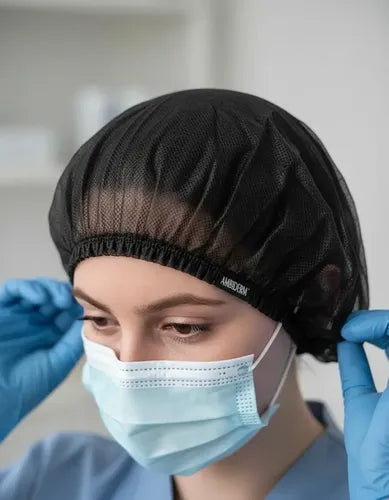 7502224248518 - Deposito Dental Cadereyta - Gorro Plisado Desechable Color Negro Ambiderm 100pz | TiendaDDC.com