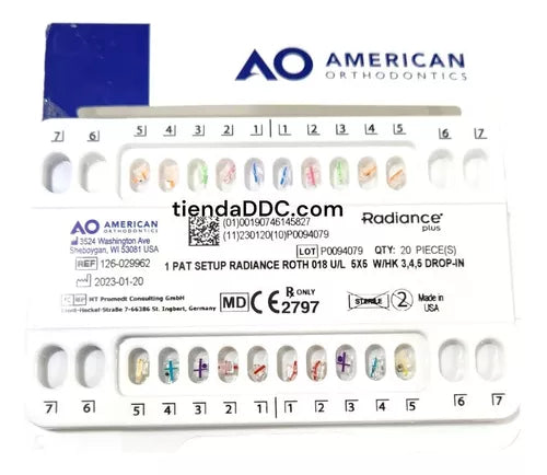 Tienda DDC - AMERICAN ORTHODONTICS - ORTO - Brackets Radiance Zafiro Mbt .022 AO esteticos | TiendaDDC.com