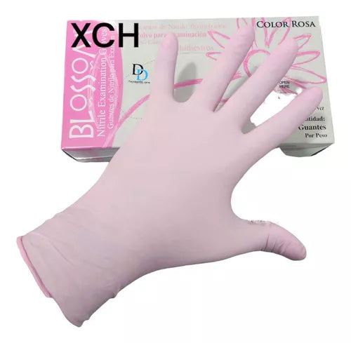 Guantes Nitrilo Rosa Blosson 100pz