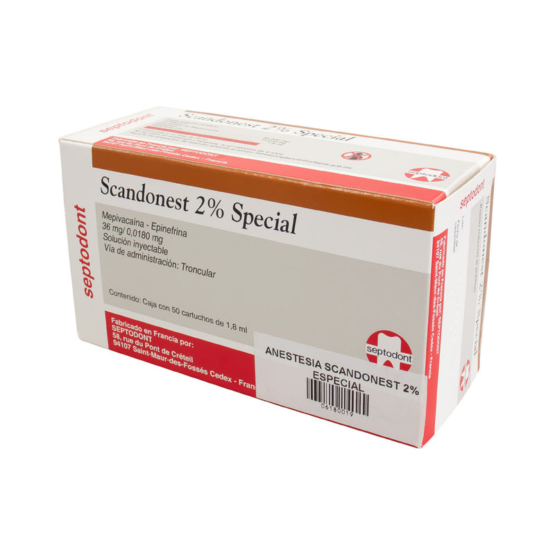 Anestesia Scandonest 2% Special caja C/50 pz