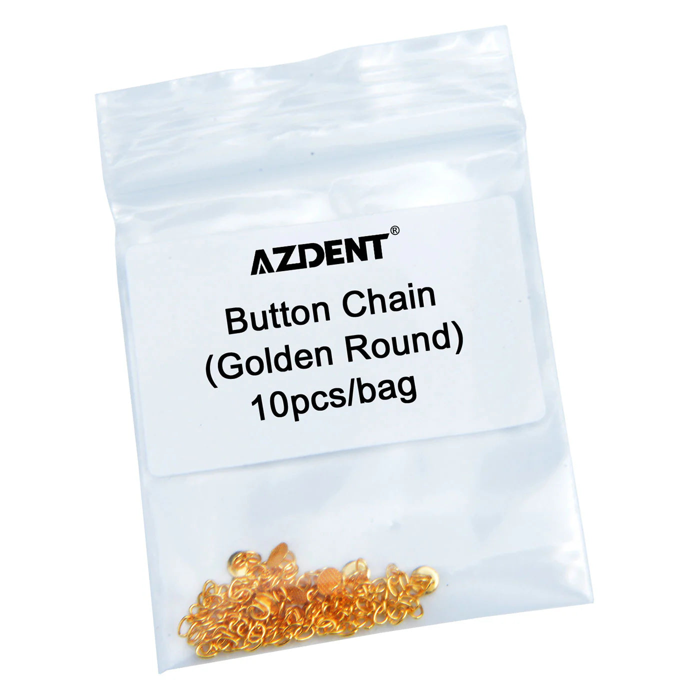 Cadena de tracción ortodoncaia AZDENT con botones y cadena dorado