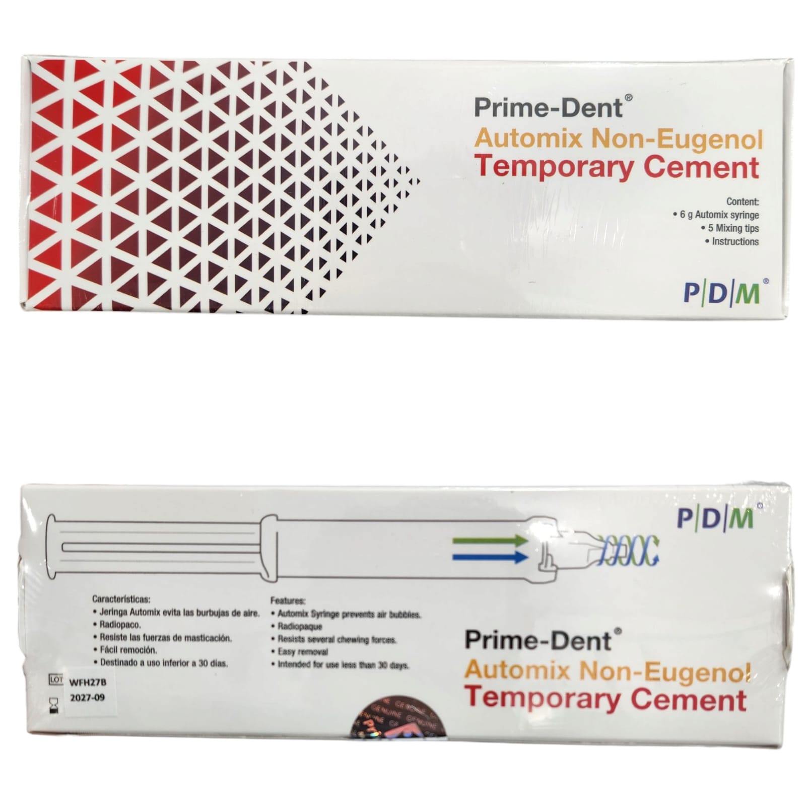 CEMENTO TEMPORAL SIN EUGENOL RESINA DUAL Prime Dent