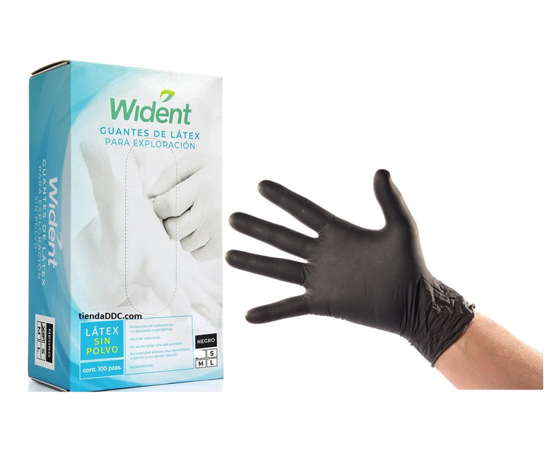 GUANTES de LATEX SIN POLVO NEGRO C/100