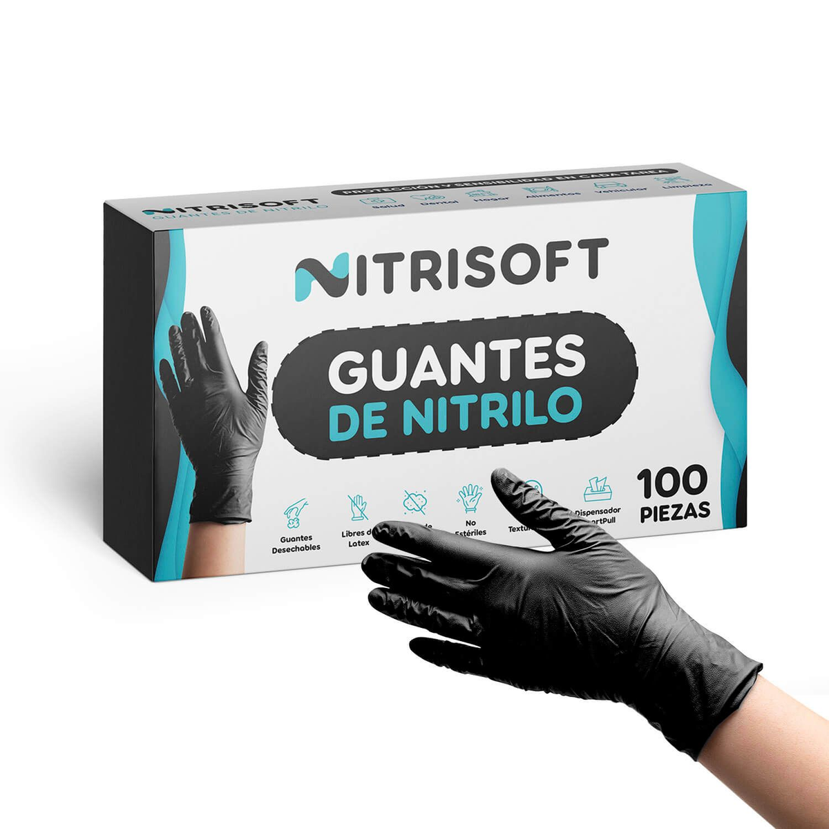 Tienda DDC - Tienda DDC - GUANTES - Guantes De Nitrilo soft Color Negro Nitrisoft 100pz | TiendaDDC.com