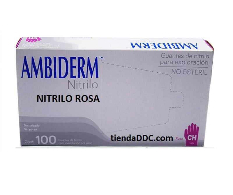 GUANTE DE NITRILO Rosa 100pz Ambiderm