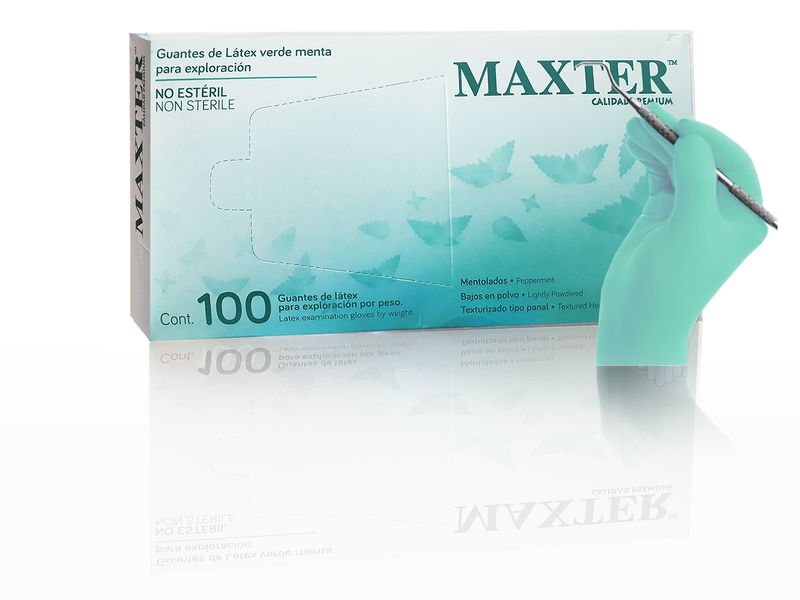 Guantes Mentolados De Látex Maxter Sabor Menta