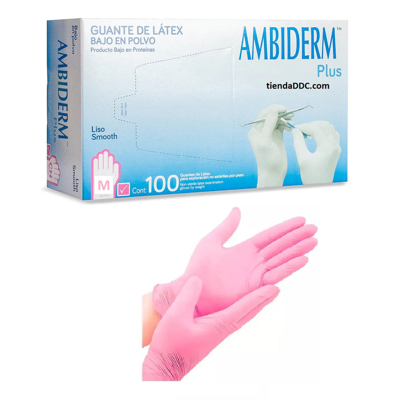 GUANTE DE LATEX ROSA c/100 Ambiderm