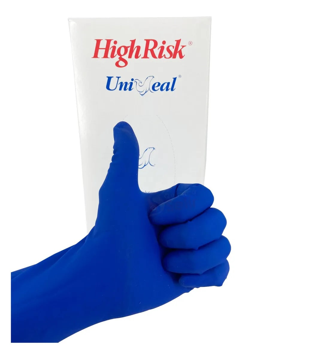 Guante Latex Uniseal High Risk Grueso Resistente Azul Marino