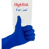 Guante Latex Uniseal High Risk Grueso Resistente Azul Marino