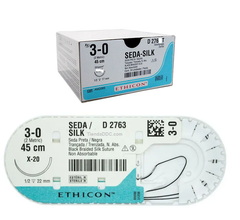 Sutura SEDA negra SILK ETHICON 3-0 Caja Master con 24 pzas