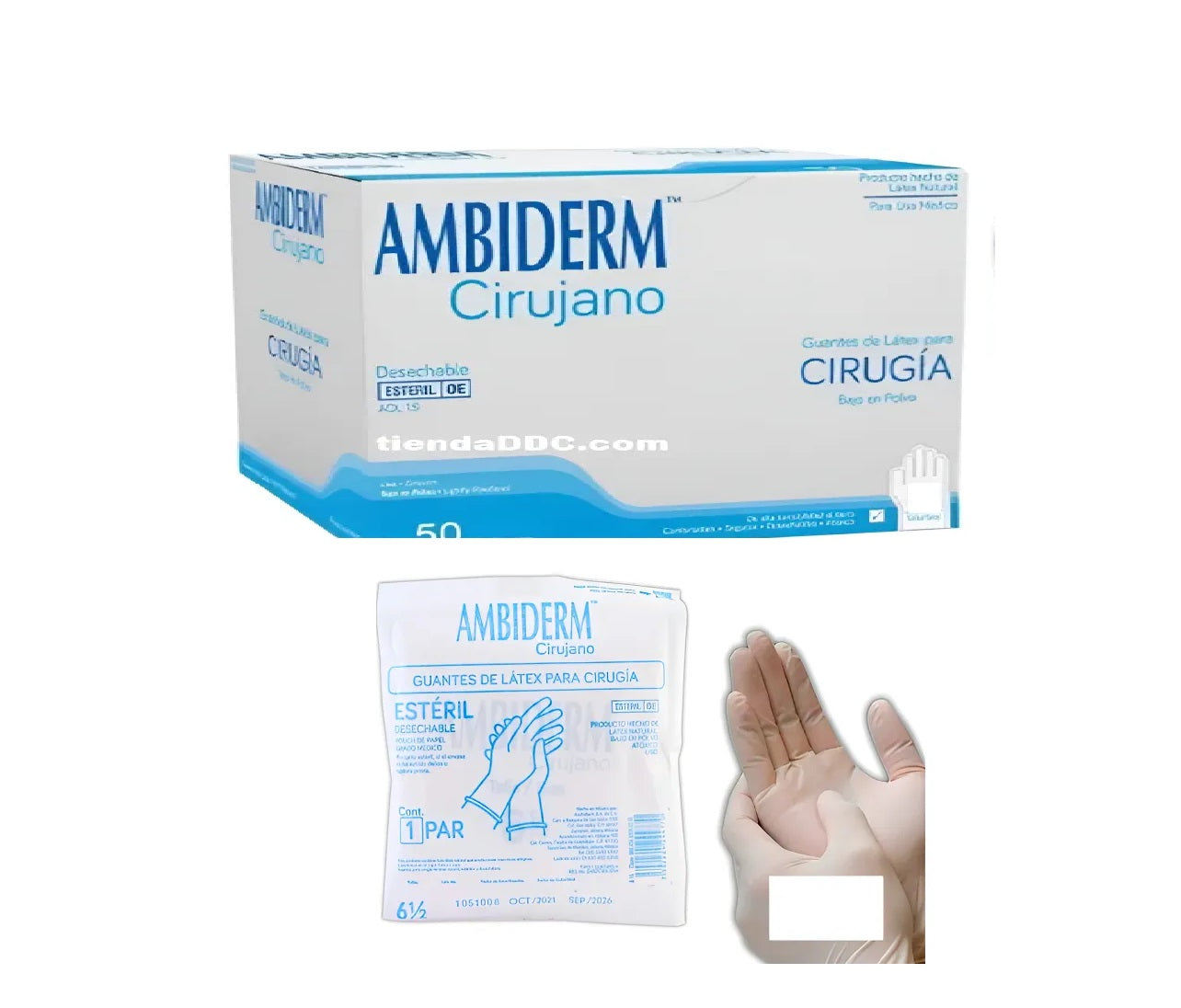 Guante esteril Ambiderm Cirugia en bolsa /50