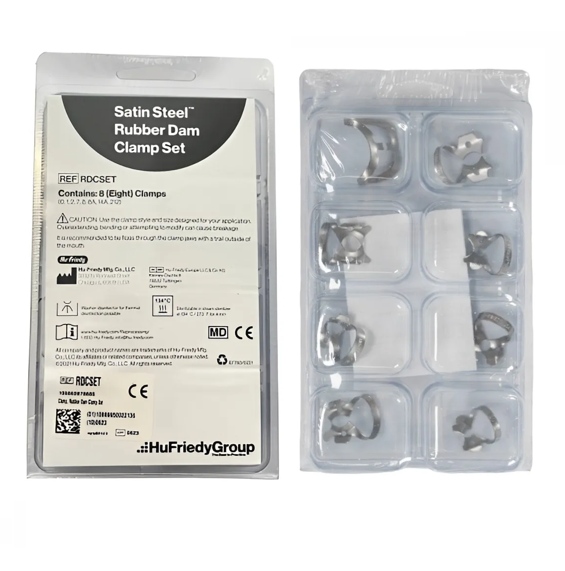 Set Grapas Para Dique Dental 8 Pzs Plateado Hu-friedy