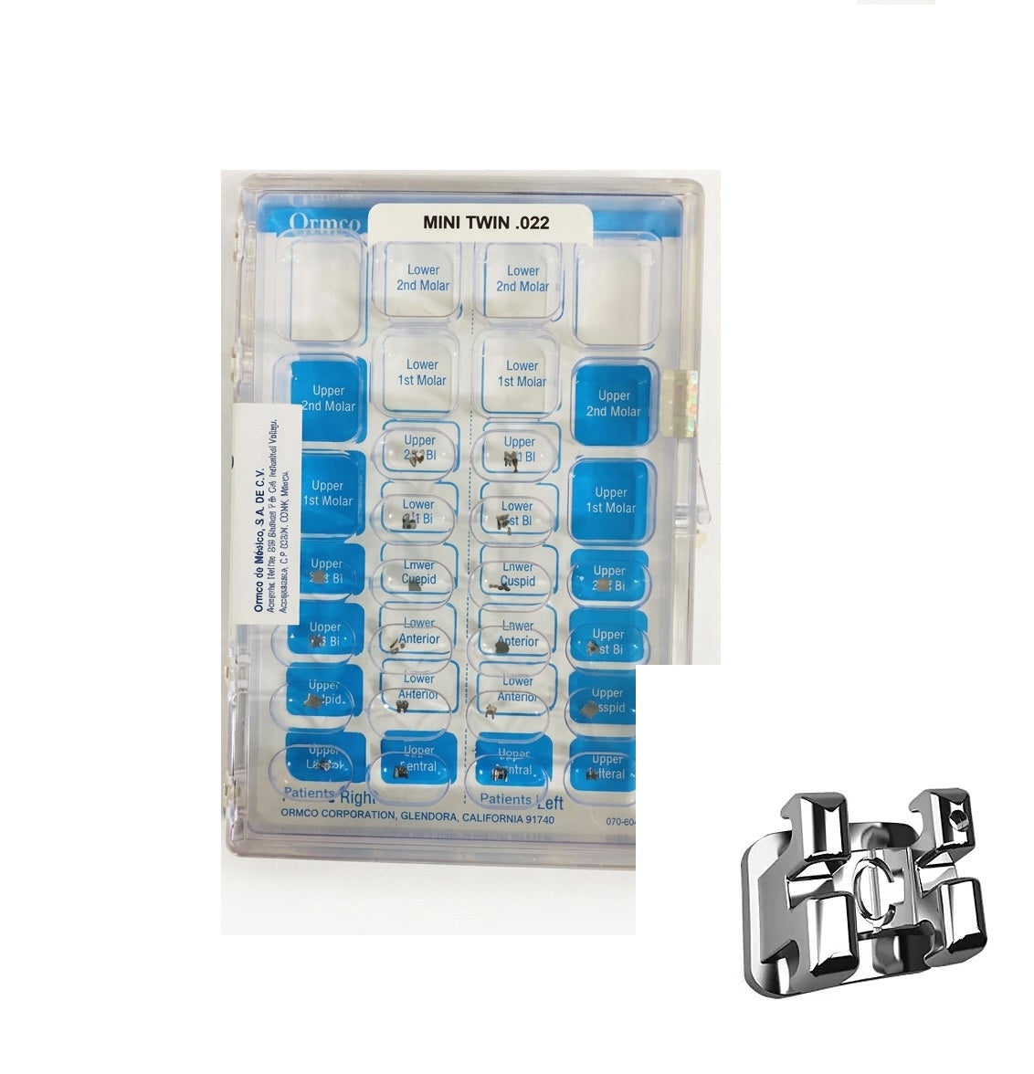 Tienda DDC - ORMCO - ORTO - Brackets Mini Twin Ormco .022 Caso Completo 5x5 Metalicos | TiendaDDC.com