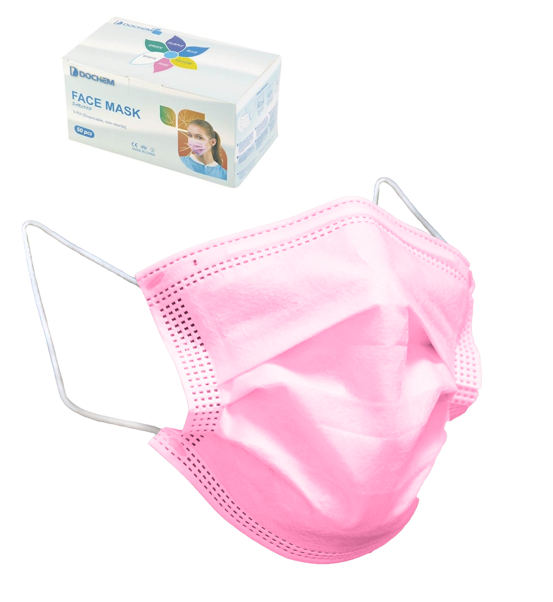 6952367902814 - Tienda DDC - Cubrebocas Rosa 50 Pzas Dochem Prophytech Pink | TiendaDDC.com
