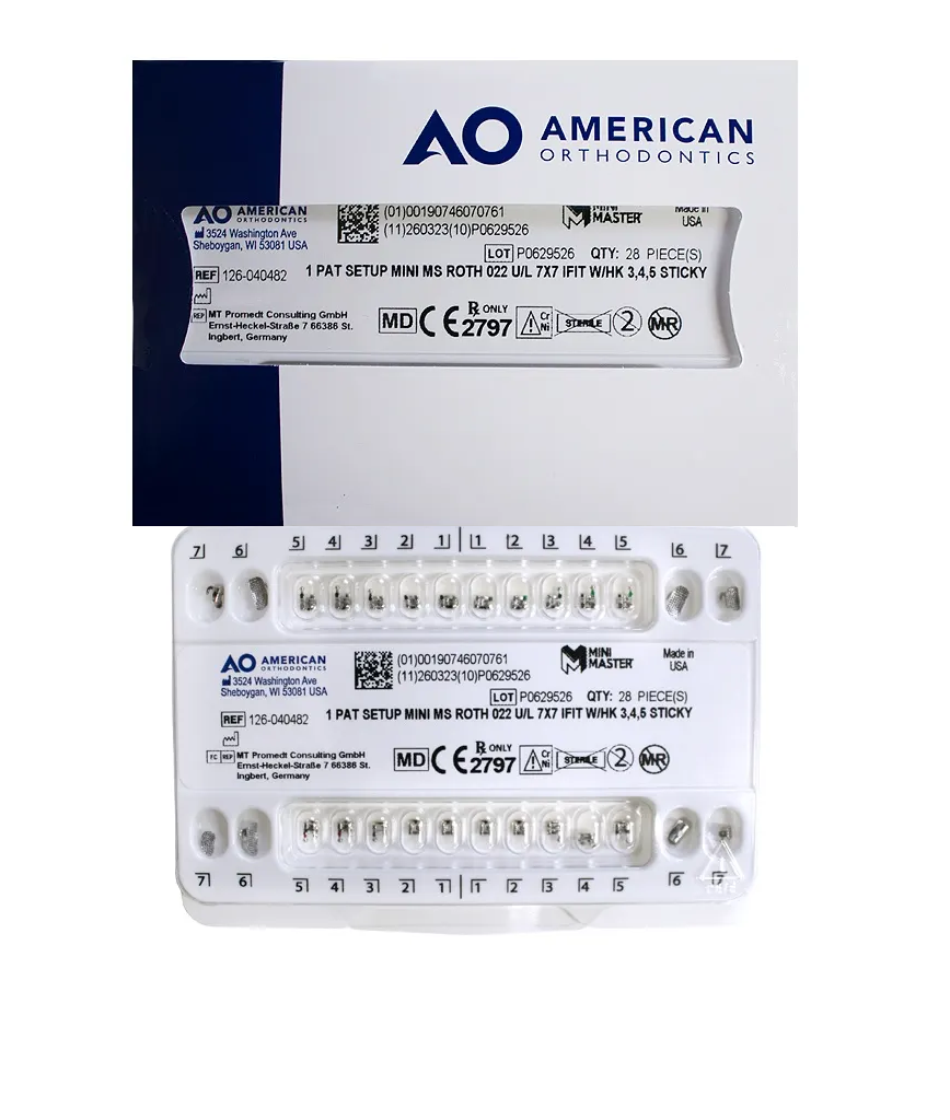 Tienda DDC - AMERICAN ORTHODONTICS - ORTO - BRACKETS MINI ROTH .022 AO CON TUBOS 6 Y 7 | TiendaDDC.com