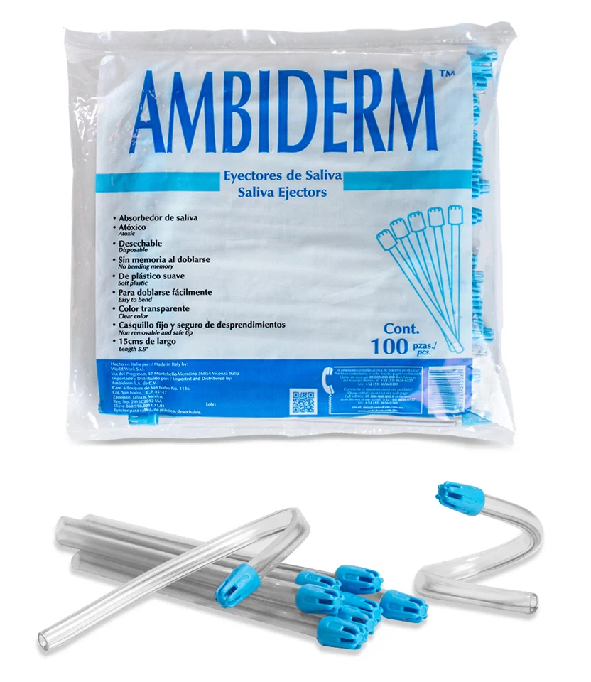 Tienda DDC - Deposito Dental Cadereyta - EYECTORES DE SALIVA ambiderm de colores | TiendaDDC.com