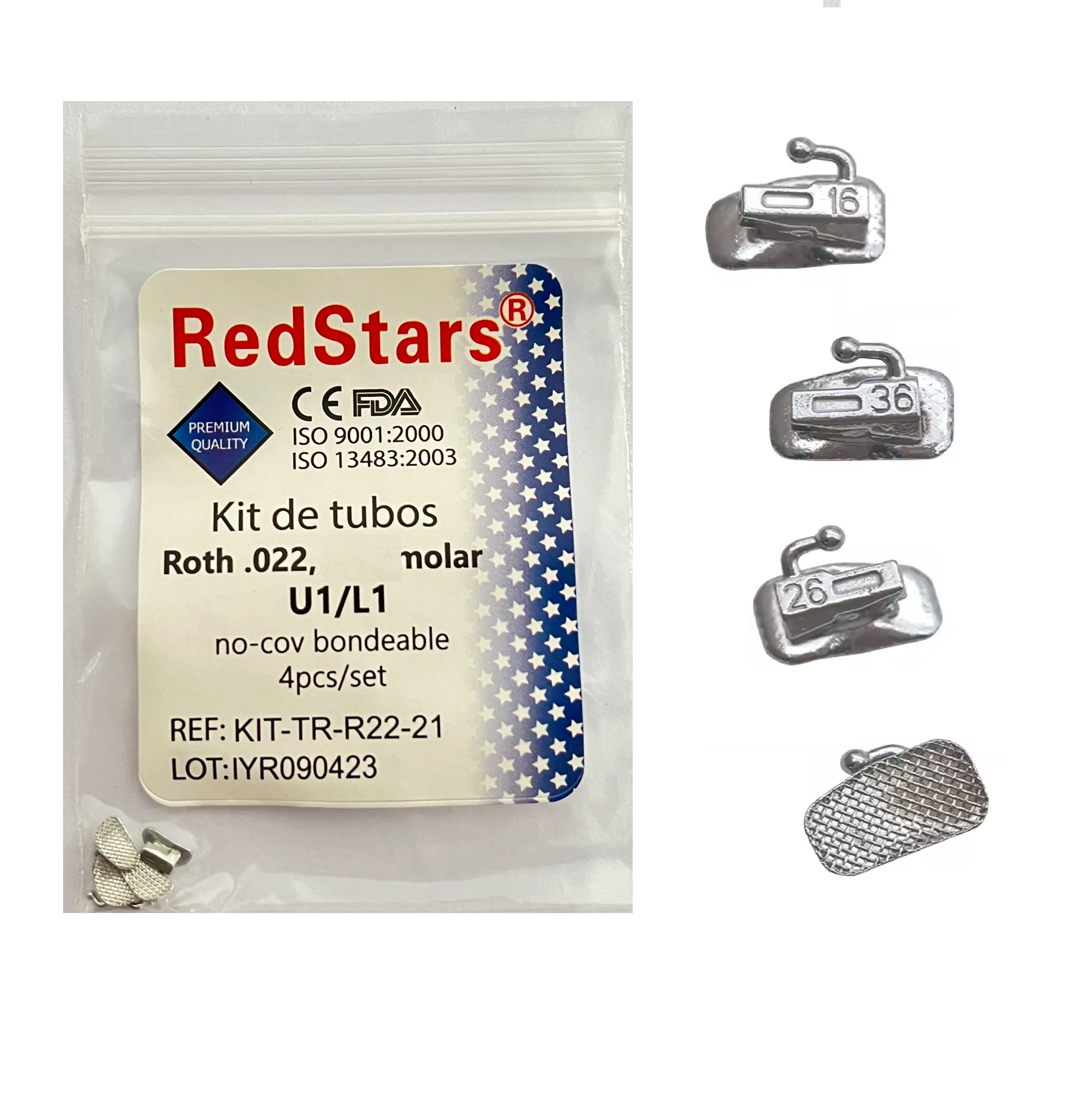 7503054544528 - Tienda DDC - ORTO - kit de 4 tubos ortodoncia dental RedStars roth .022 | TiendaDDC.com